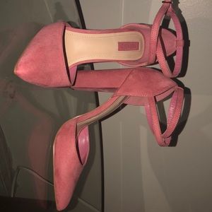 Faux- Suede Ankle Strap Heels